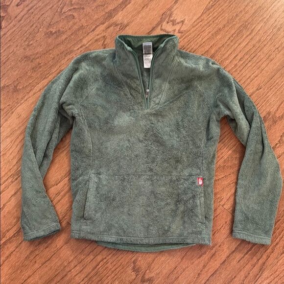 The North Face green fleece size Large - very soft pocket on the front - Picture 1 of 10